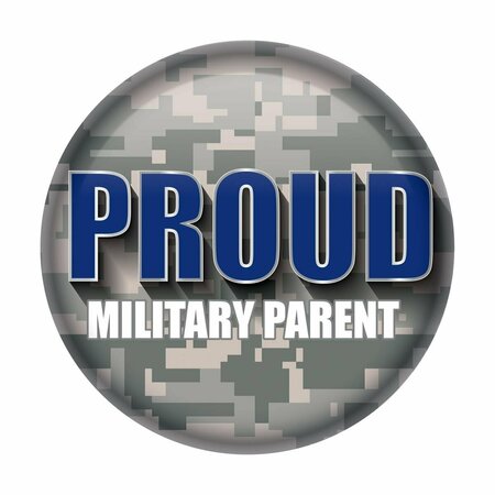 GOLDENGIFTS 2 in. Patriotic Proud Military Parent Button, Multi Color GO3336531